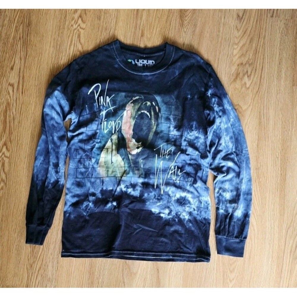 Liquid Blue Pink Floyd The Wall Graphic Long Sleeve Tshirt Mens Size Small